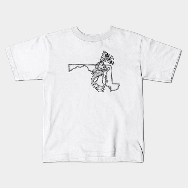 Maryland Mermaid Kids T-Shirt by Elizabeth Weglein Art